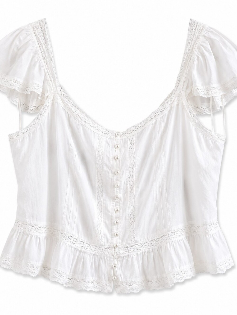 GAP Ivory Lace-Trimmed Blouse XXL